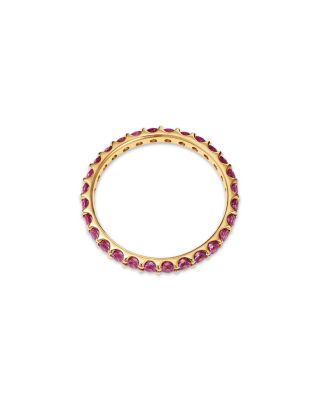 Pink Sapphire Stacking Eternity Band in 14K Yellow Gold