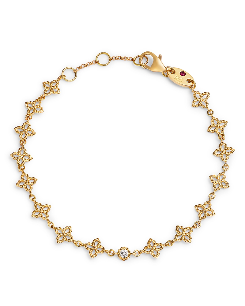 Roberto Coin 18k Yellow Gold Principessa Diamond Accent Flower Station Link Bracelet In Gold
