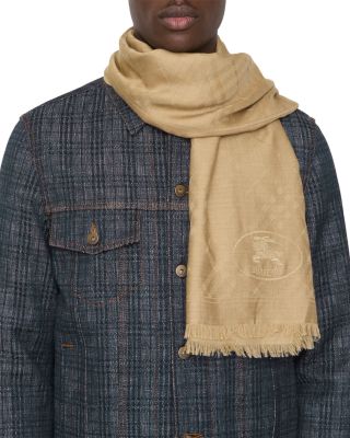 Wide Check Wool Silk Scarf