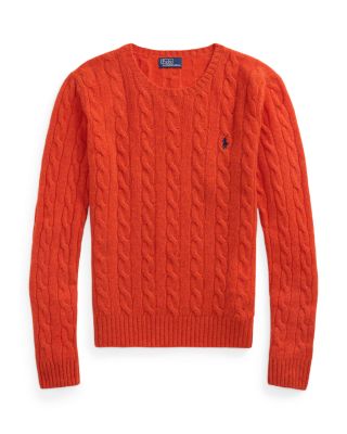 Cable Wool Cashmere Crewneck Slim Fit Sweater