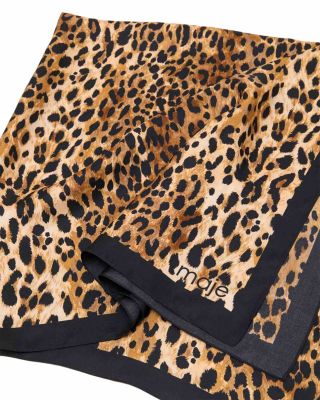 Leopard Print Square Silk Scarf