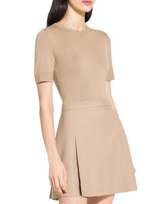 Deep Pleat Combo Mini Dress