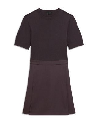 Deep Pleat Combo Mini Dress