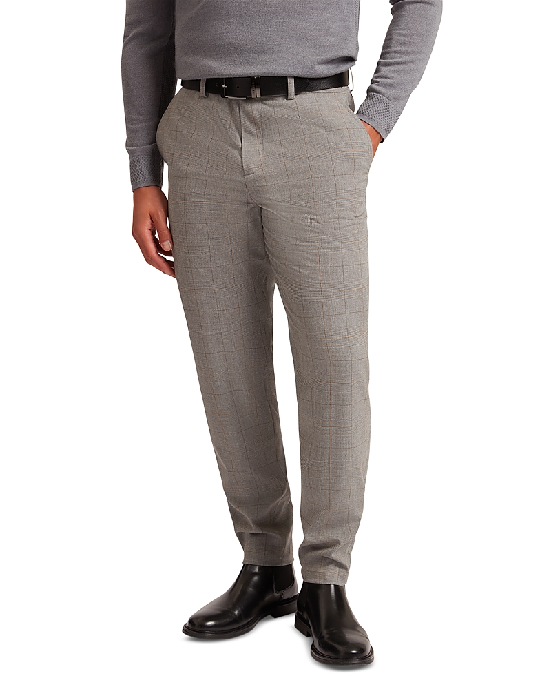Ted Baker Nathain Check Slim Fit Pants In Gray
