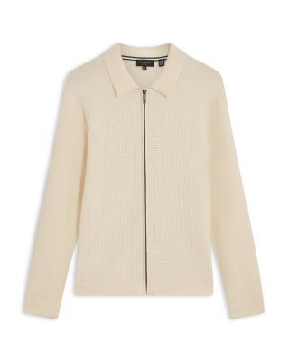 Fenrys Waffle Stitch Zip Sweater Jacket