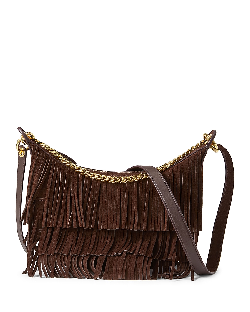 Veronica Beard Small Suede Fringe Fortune Bag In Brown