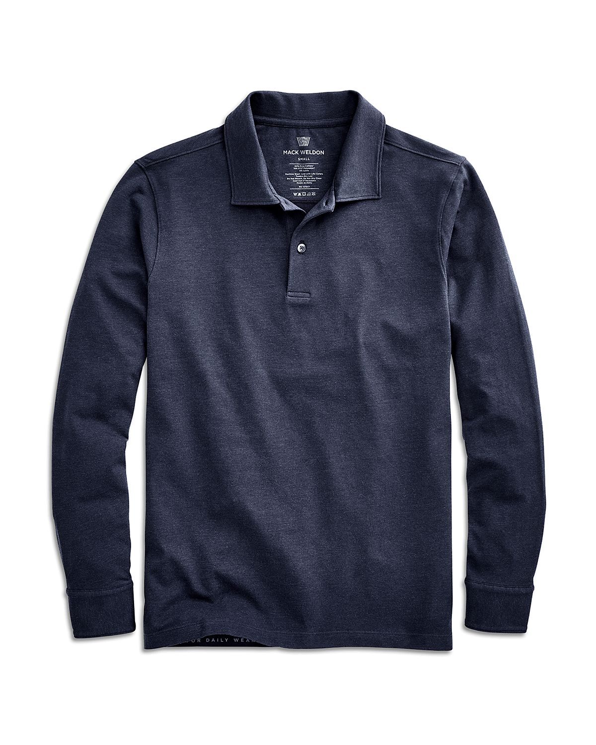 Mack Weldon Silver Pima Cotton Long Sleeve Polo Shirt