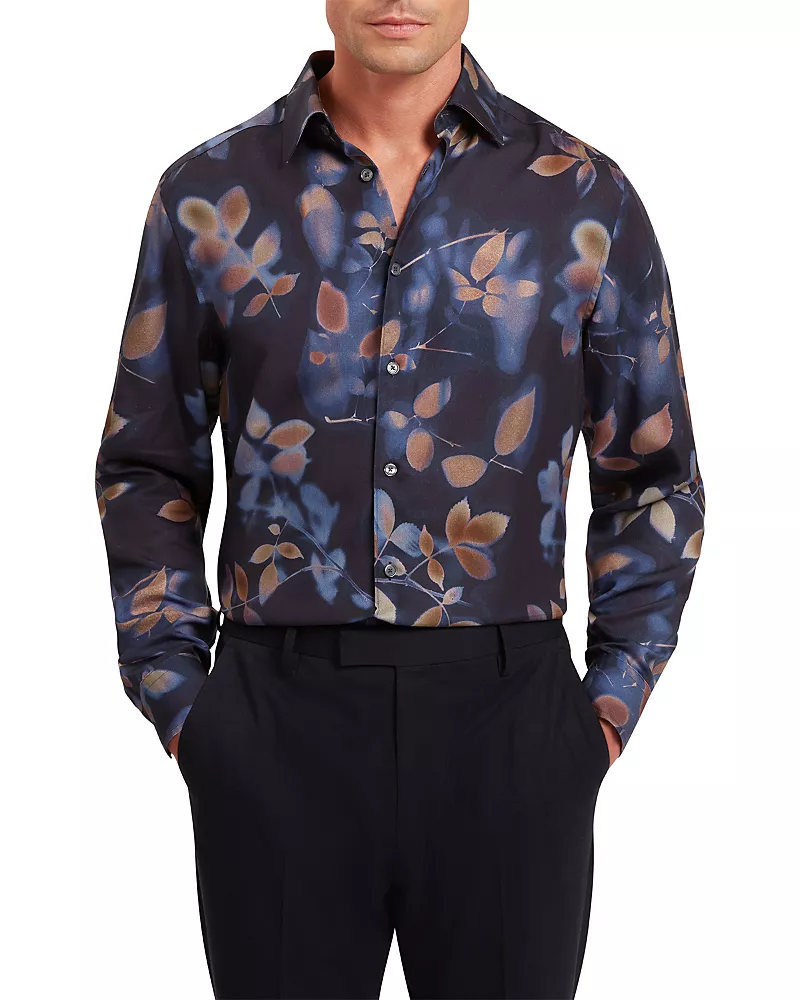 Ted Baker Kalmill Regular Fit Leaf Shadow Print Shirt