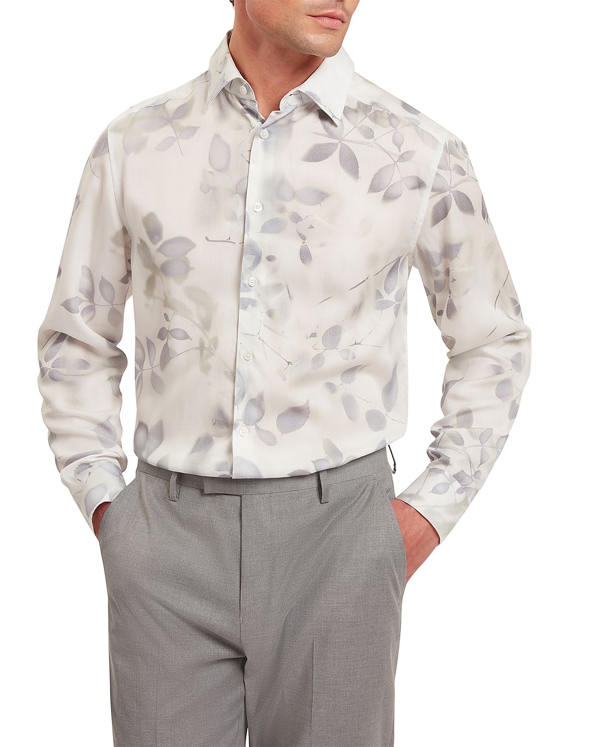 Ted Baker Kalmill Regular Fit Leaf Shadow Print Shirt