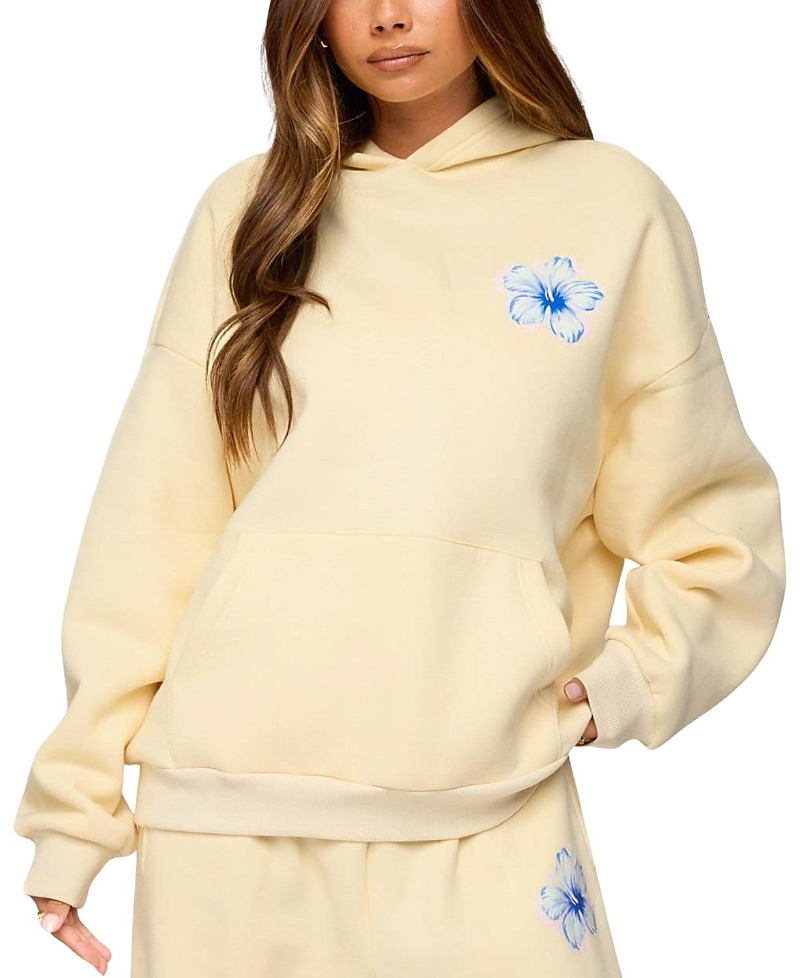 Edikted Tropical Bloom Hoodie In Yellow
