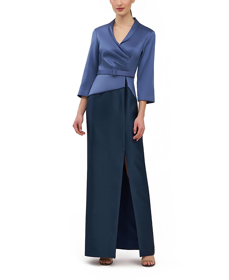 Kay Unger Annabeth Column Gown In Blue