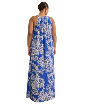 Floral Print Halter Neck Maxi Dress