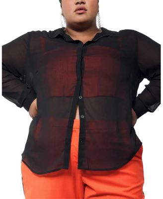  The Empower Sheer Long Sleeve Button Up Shirt
