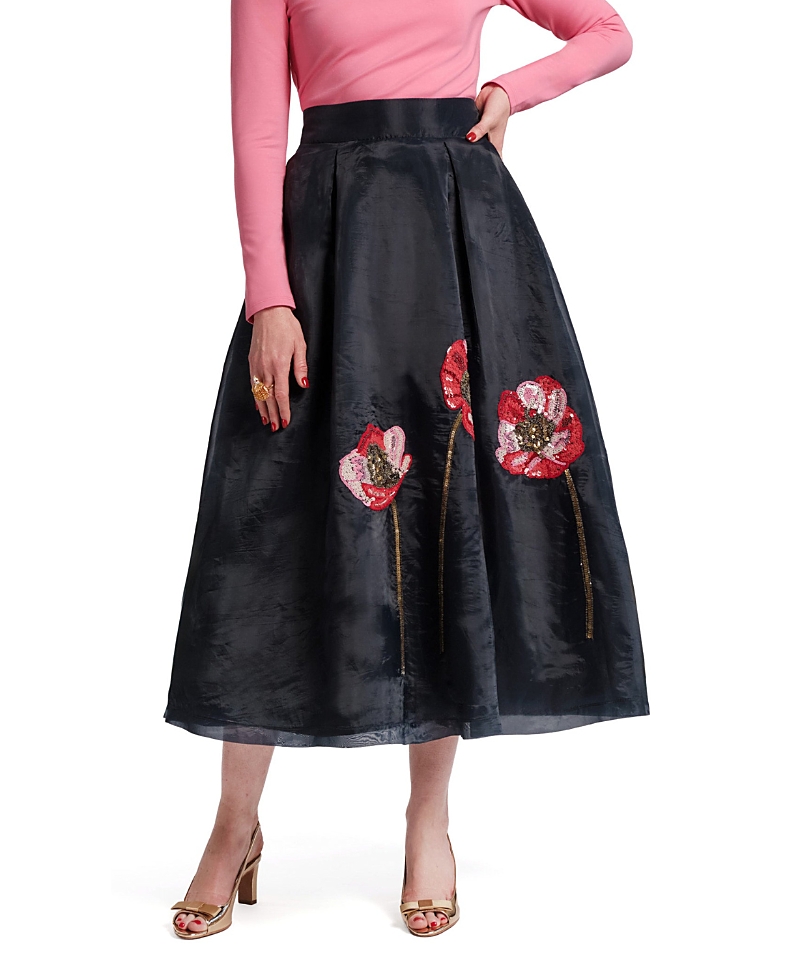 Frances Valentine Shea Maxi Skirt Organza Flower Poly Organza In White