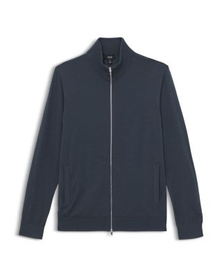 Hampshire Long Sleeved Merino Wool Zip Through Funnel Neck Shirt