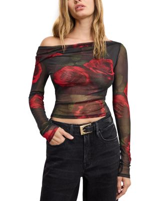 Mesh Ruched Asymmetric Top