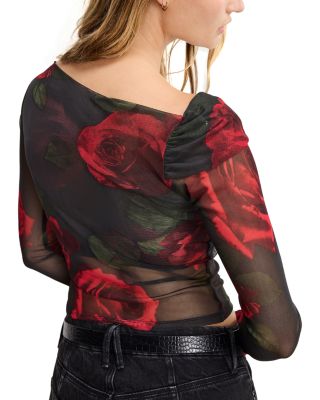 Mesh Ruched Asymmetric Top