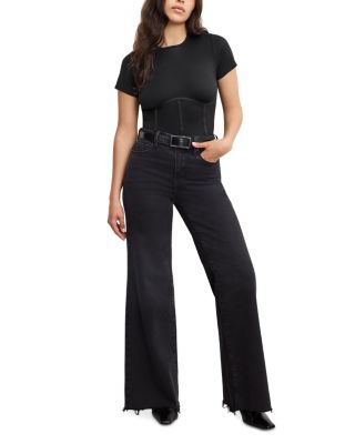 Soft Tech Good Petite Palazzo Jeans in Black391