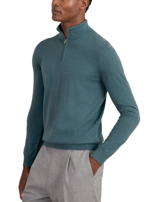Blackhall Long Sleeved Half Zip Funnel Neck Merino Wool Sweater