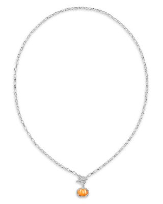 Orange Mother of Pearl Pumpkin Pendant Necklace, 17"