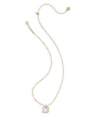 Mother Of Pearl Ghost Pendant Necklace, 19"