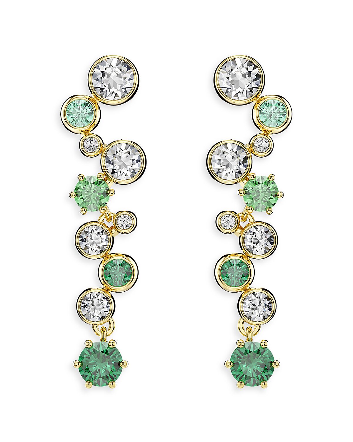 Swarovski Constella White & Green Crystal Linear Drop Earrings