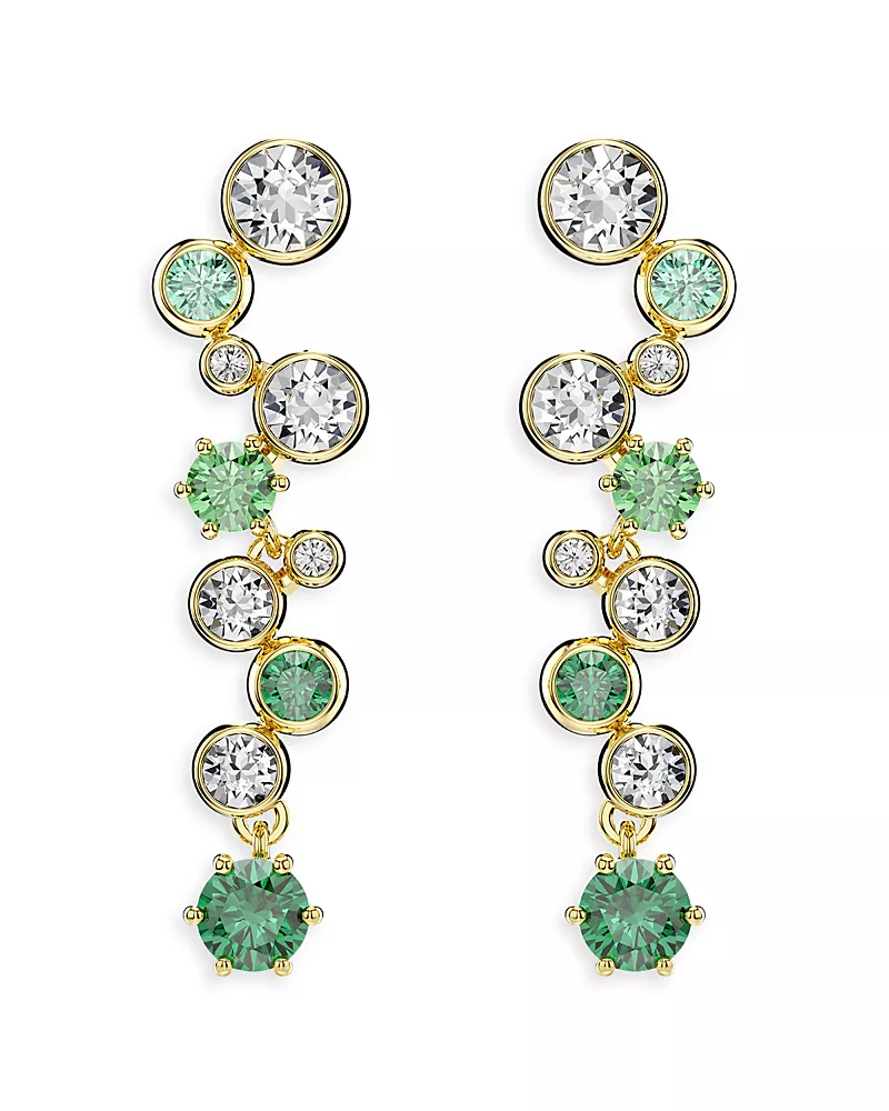 Swarovski Constella White & Green Crystal Linear Drop Earrings