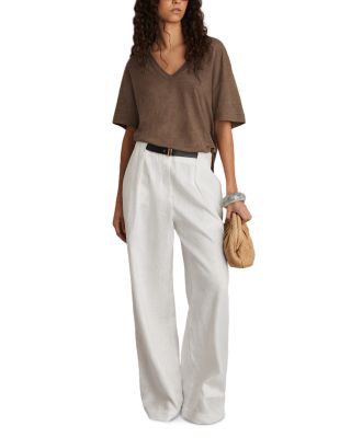 Relaxed V Neck Linen Tee