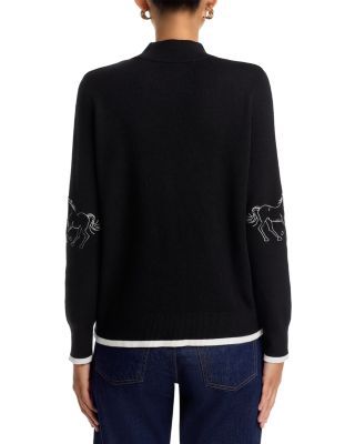 Horse Embroidered Mock Neck Sweater