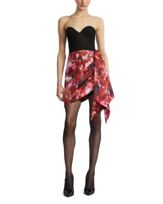 Mixed Media Wrap Mini Dress