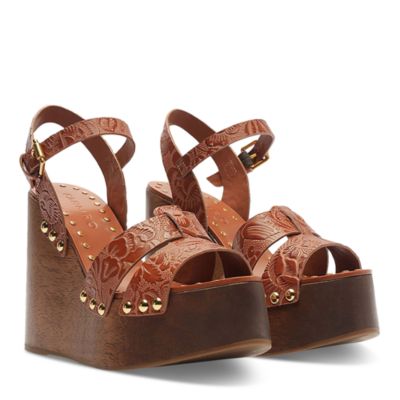 Women's Embossed Wedge Sandals