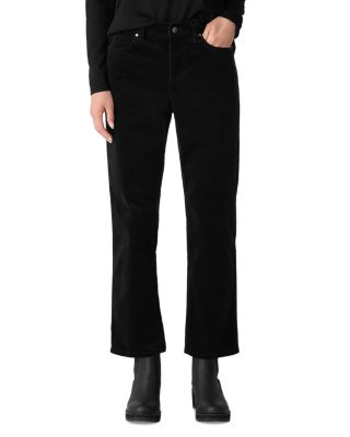 Corduroy High Rise Ankle Jeans in Black