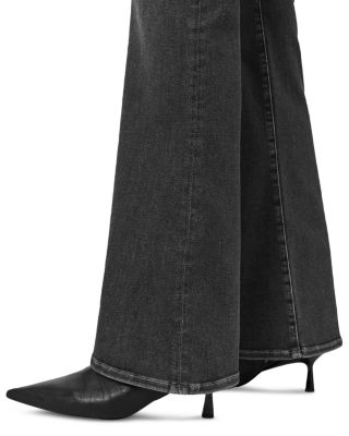 Maisie High Rise Flared Jeans in Washed Grey