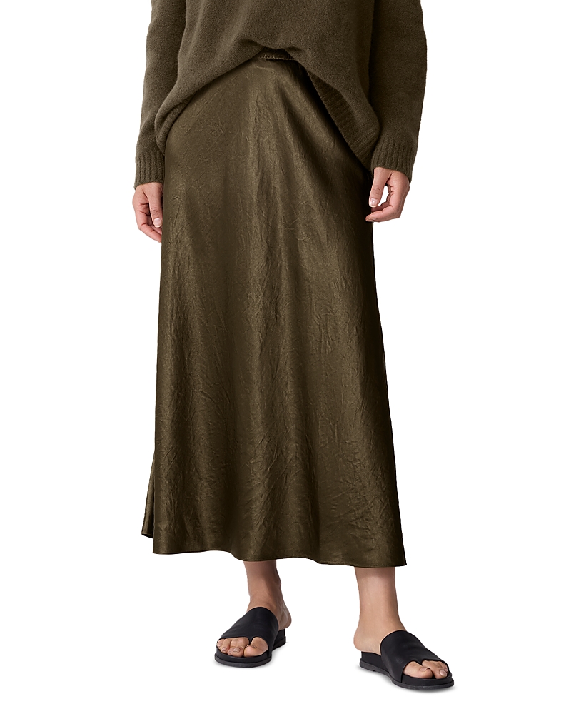Eileen Fisher Bias Cut Organic Linen A-line Skirt In Green