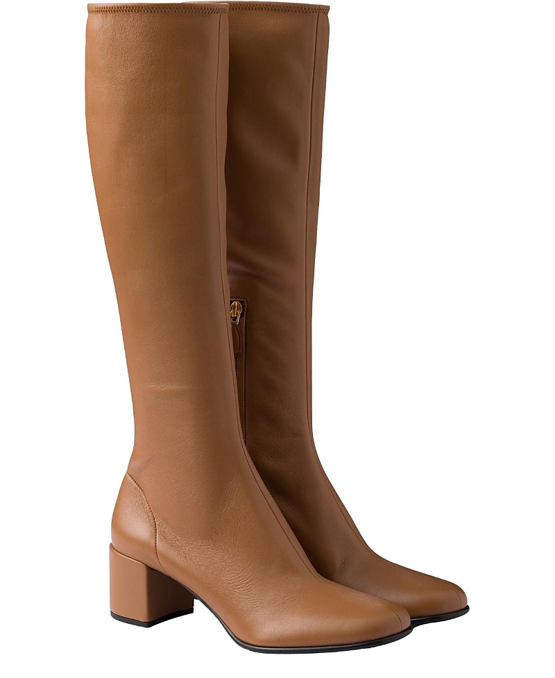 Prada Women's Stretch Nappa Leather Boots In Brown
