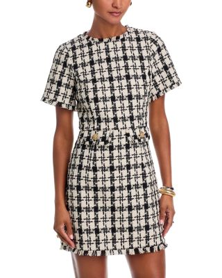 Short Sleeve Tweed Pocket Shift Dress - Exclusive