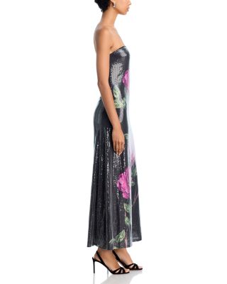 Sequin Strapless Oversized Floral Midi Dress - Exclusive