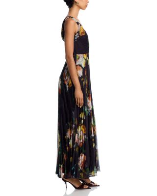 Pleated Floral Sleeveless Guest of Maxi Dress - Exclusive