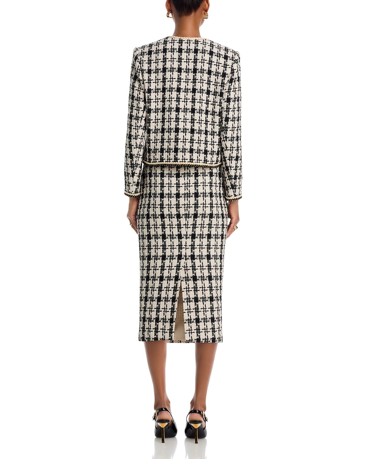 Houndstooth Tweed Midi Skirt - Exclusive thumbnail 6
