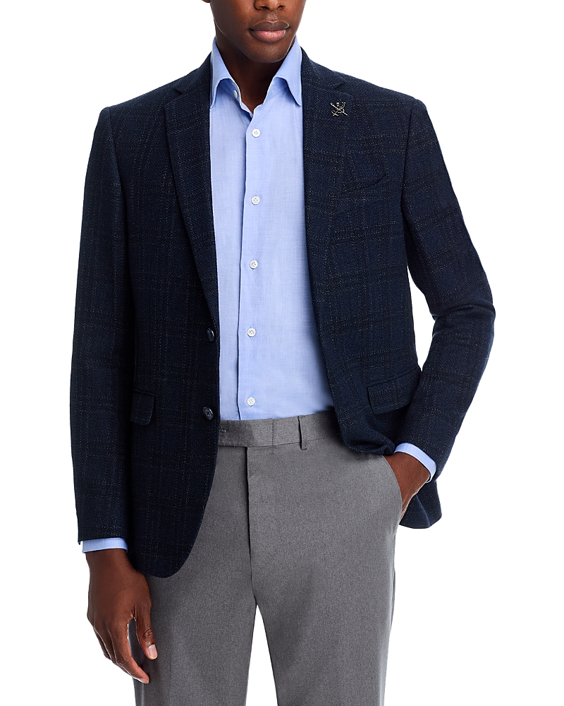 John Varvatos Tonal Textured Plaid Sport Coat In Blue