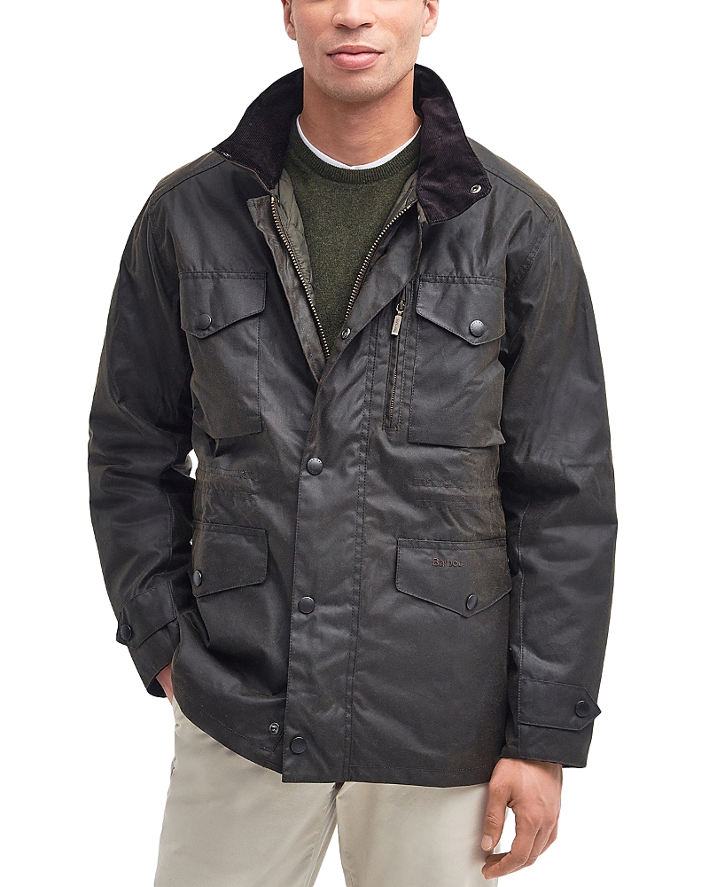 Barbour Sapper Waxed Cotton Jacket In Black