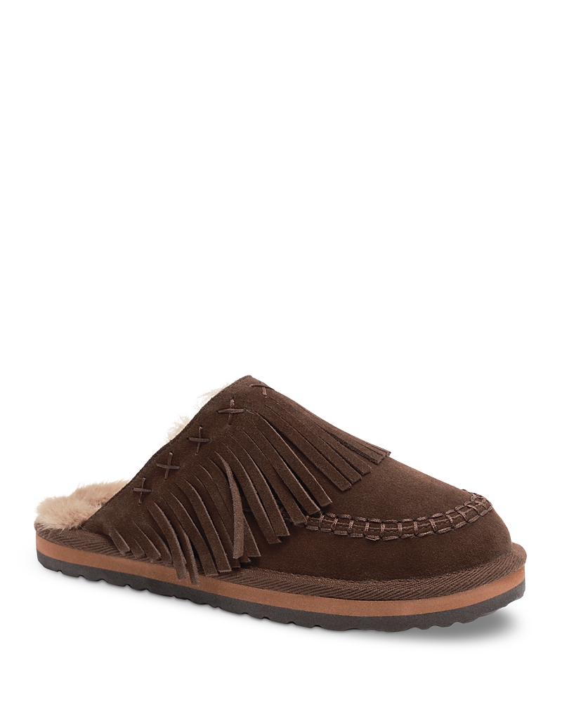 Free People Fallon Fringe Faux Fur Mule Slipper In Brown
