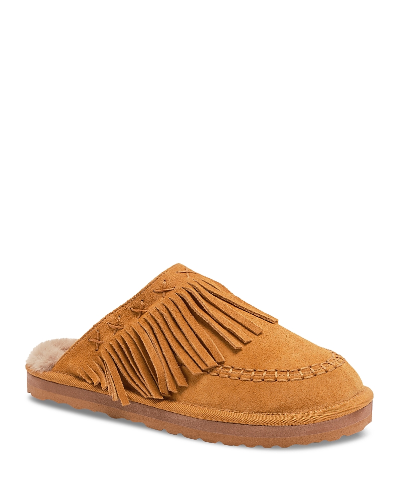Free People Fallon Fringe Faux Fur Mule Slipper In Brown