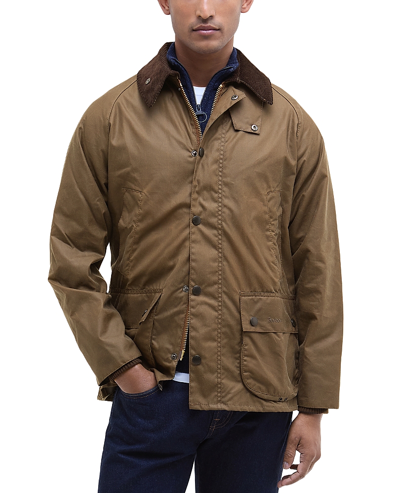 Barbour Waxed Cotton Rain Jacket In Green