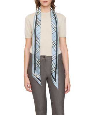 Skinny Reversible Check Silk Scarf