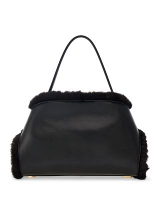 Hug Leather & Shearling Shoulder Bag