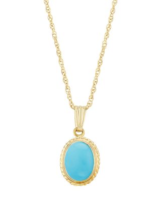 Gemstone Faceted Oval Pendant Necklace in 14K Yellow Gold, 18"
