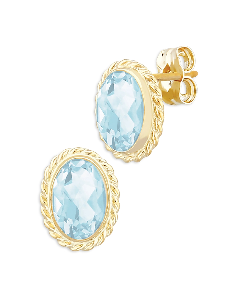 Bloomingdale's Fine Collection Aquamarine Oval Stud Earrings in 14K Yellow Gold