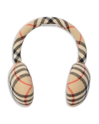 Check Wool Cashmere Earmuffs