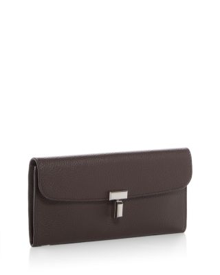 T-Lock Leather Wallet in Dark Brown